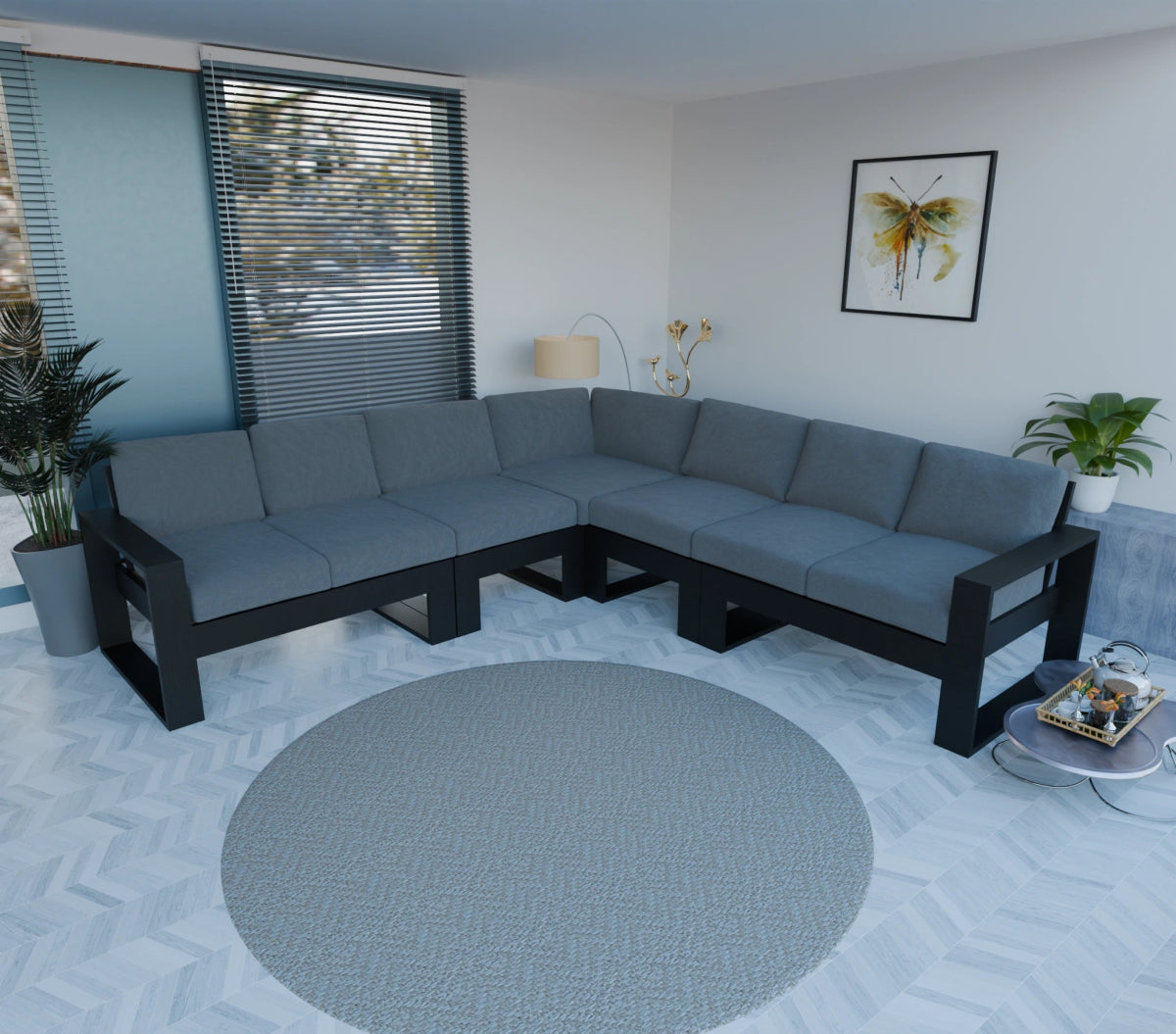 Urban Comfort Series – Teak Wood Corner Sofa | Premium Furniture - Sekar Lifestyle