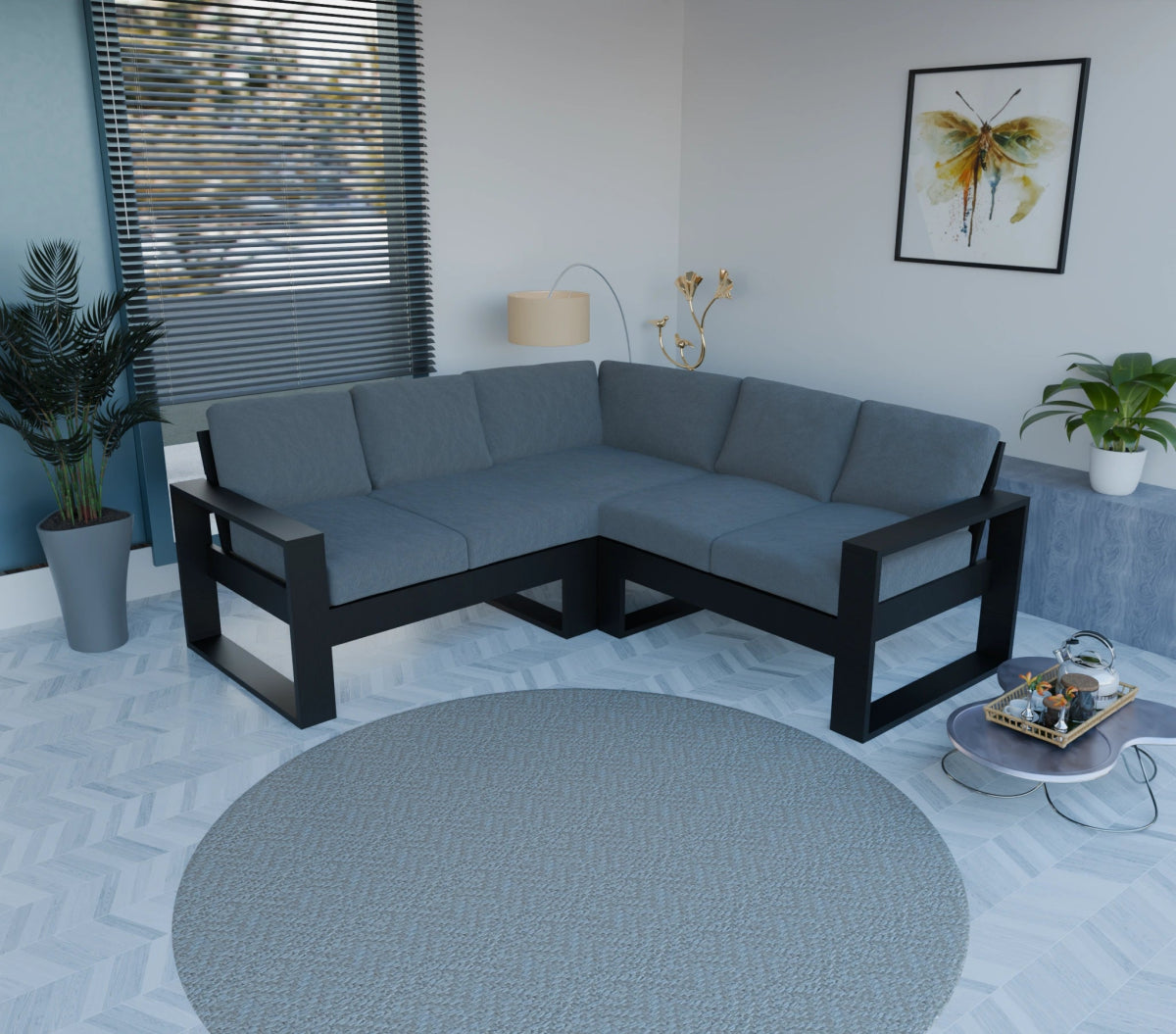 Urban Comfort Series – Teak Wood Corner Sofa | Premium Furniture - Sekar Lifestyle