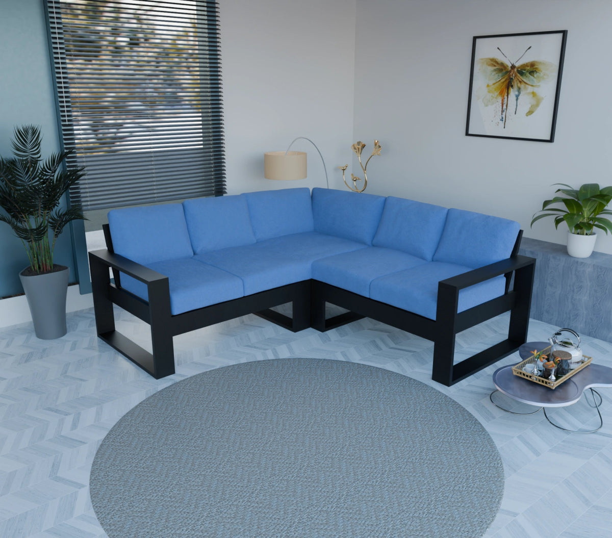 Urban Comfort Series – Teak Wood Corner Sofa | Premium Furniture - Sekar Lifestyle