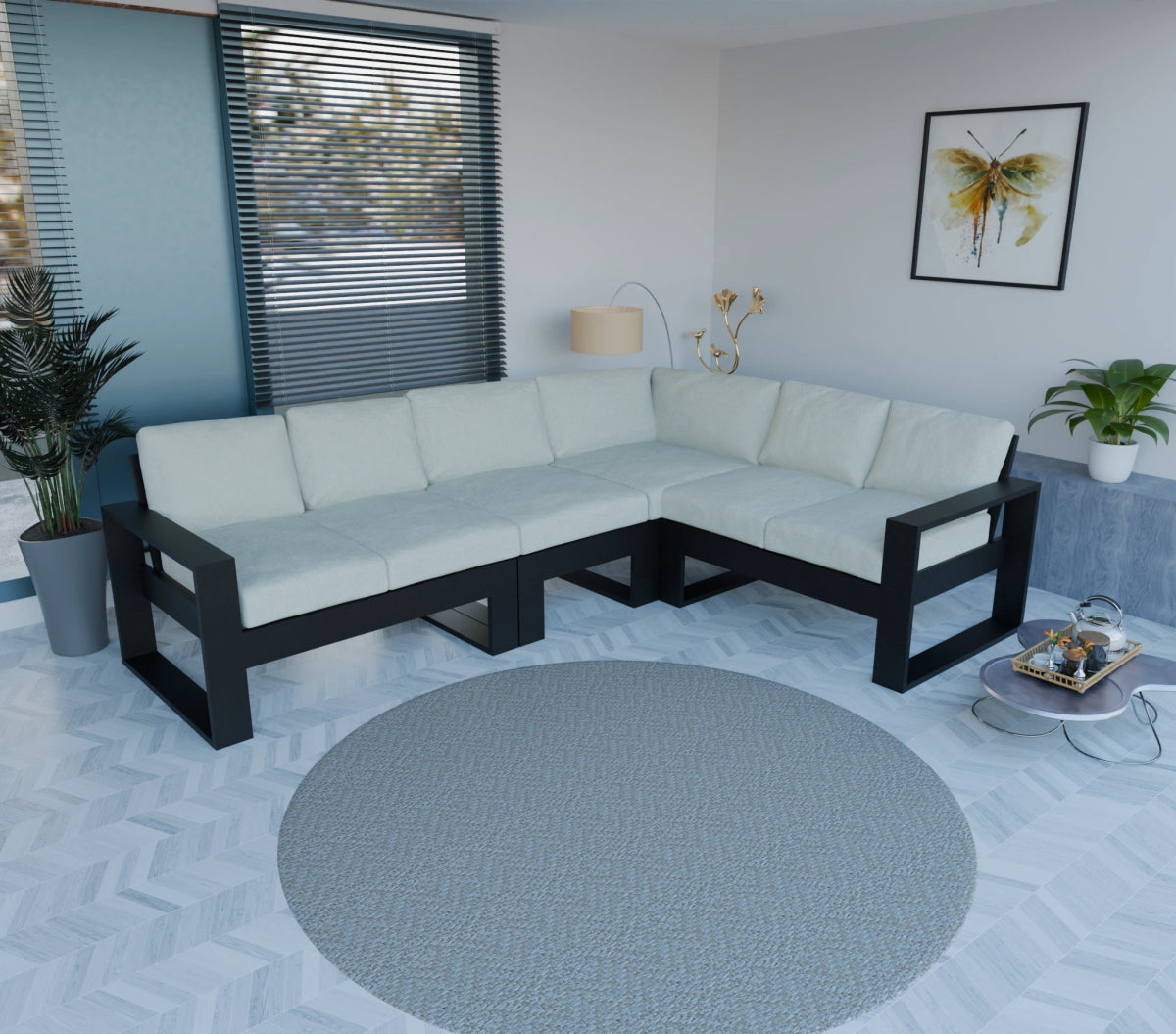 Urban Comfort Series – Teak Wood Corner Sofa | Premium Furniture - Sekar Lifestyle