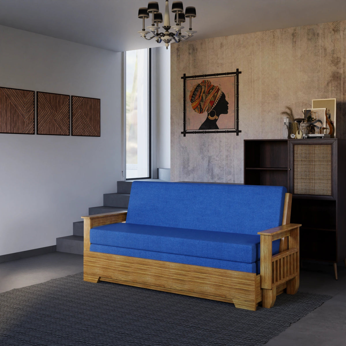 Vintage Harmony Sofa Cum Bed – Teakwood - Sekar Lifestyle