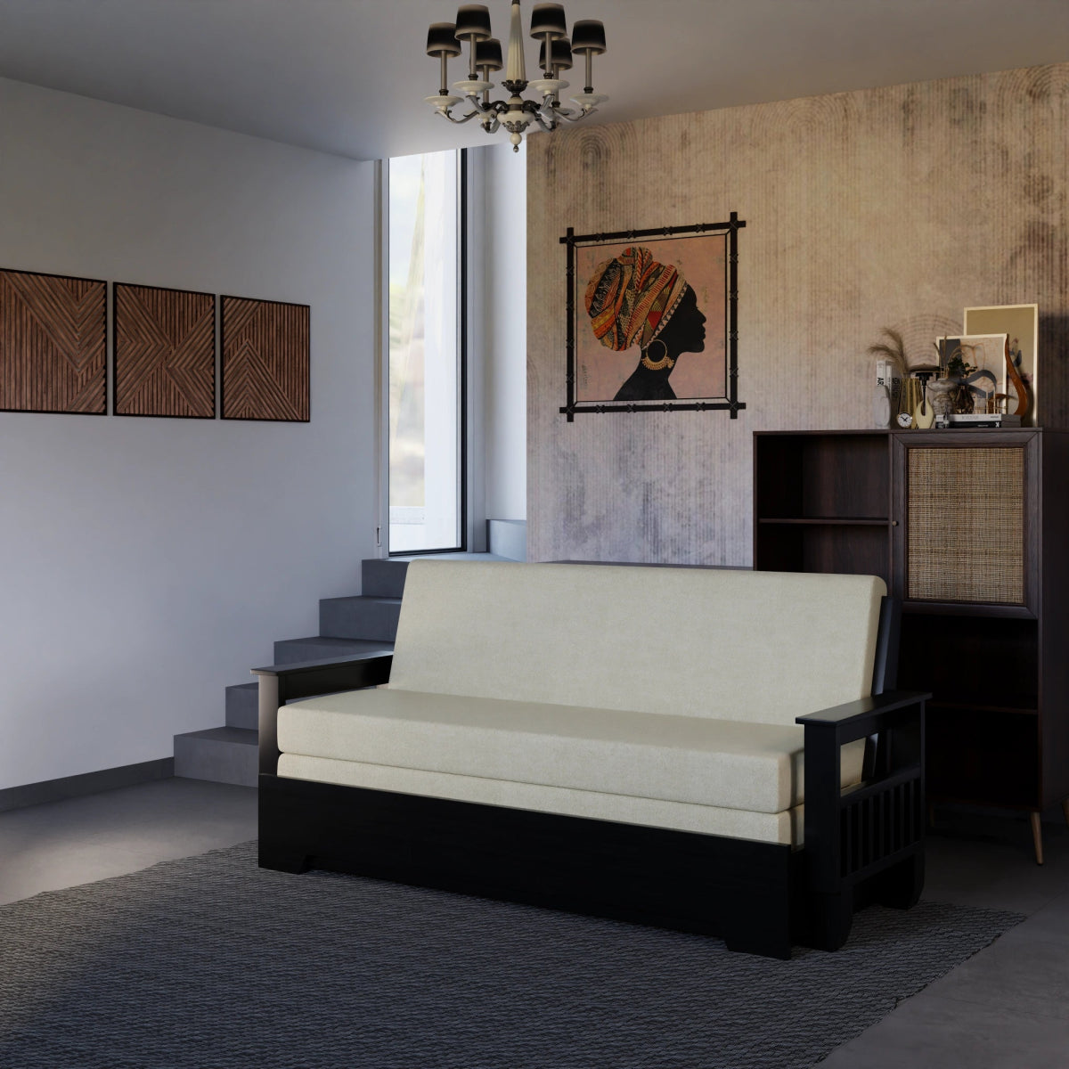 Vintage Harmony Sofa Cum Bed – Teakwood - Sekar Lifestyle