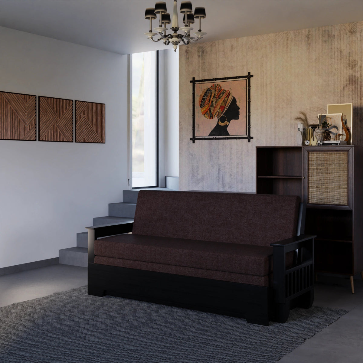 Vintage Harmony Sofa Cum Bed – Teakwood - Sekar Lifestyle