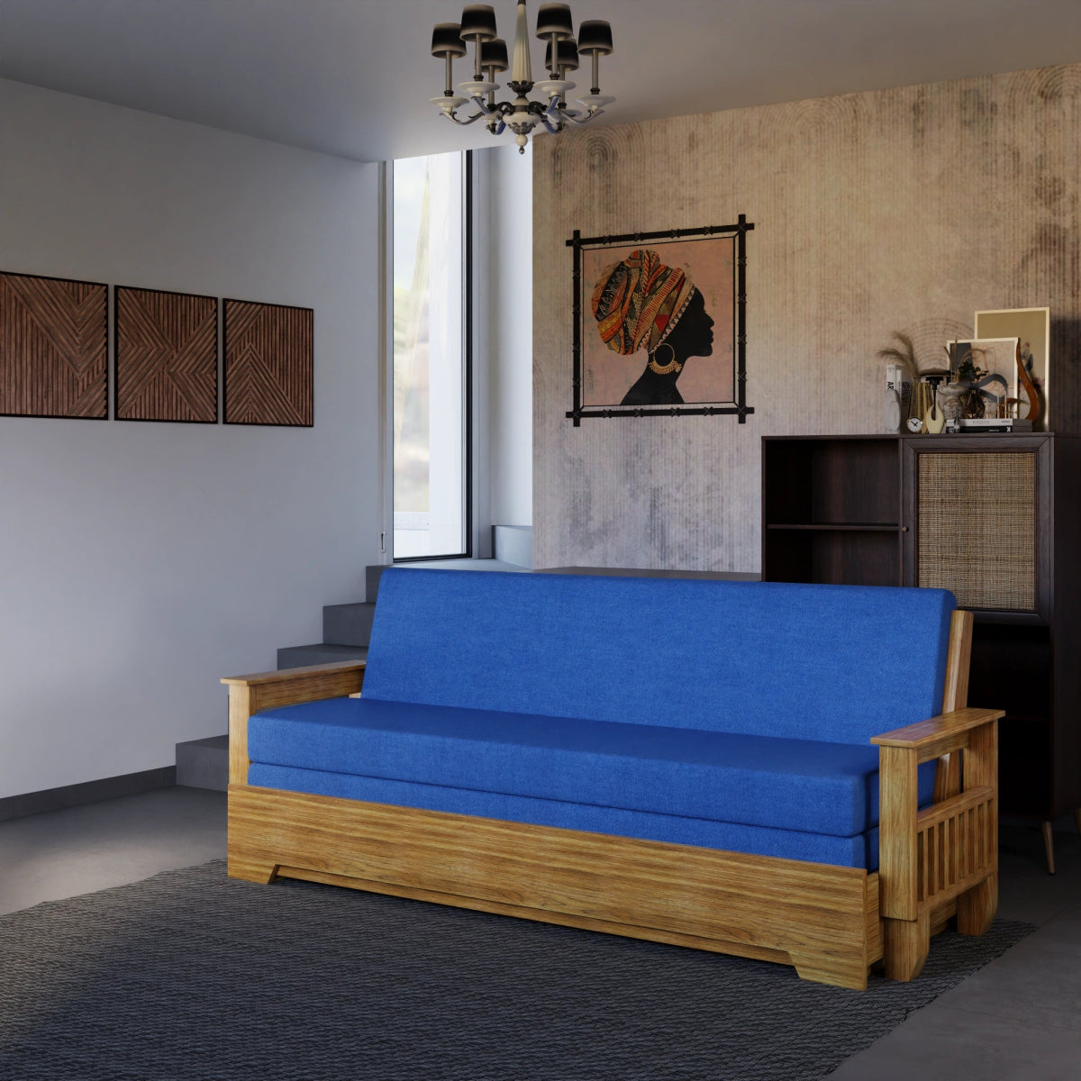 Vintage Harmony Sofa Cum Bed – Teakwood - Sekar Lifestyle