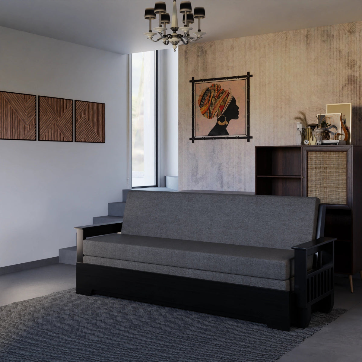 Vintage Harmony Sofa Cum Bed – Teakwood - Sekar Lifestyle