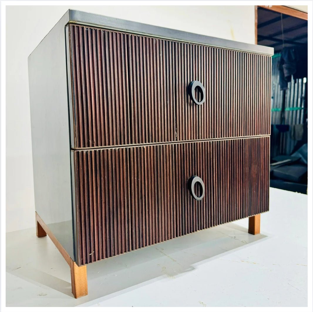 Walnut Brown Ribbed Drawer Cabinet - Sekar Lifestyle