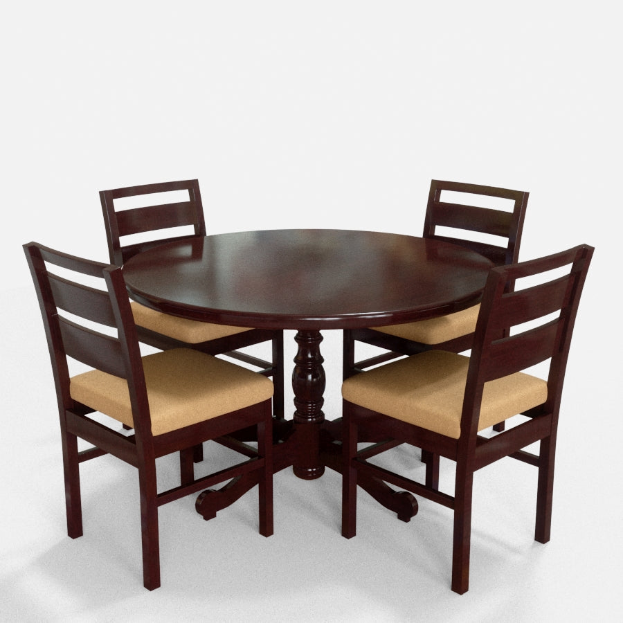 Round wooden deals dining table set