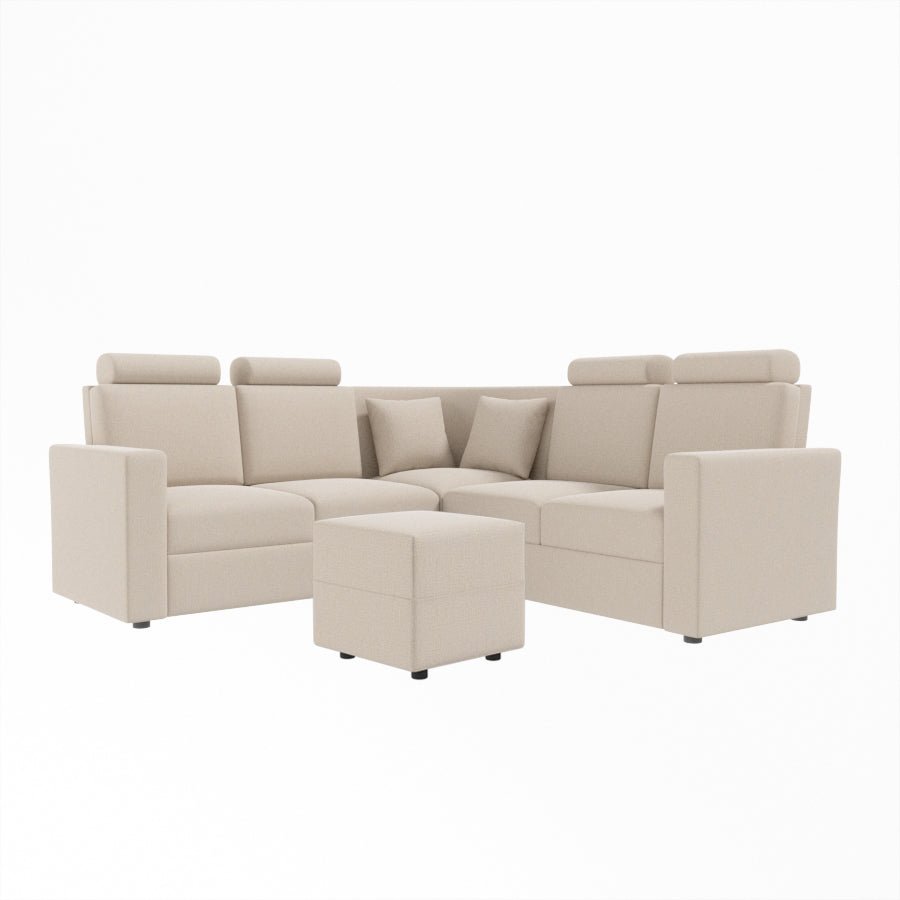 L Shape Corner Fabric Sofa [with Normal Handles] With Box Moda - Sekar Lifestyle