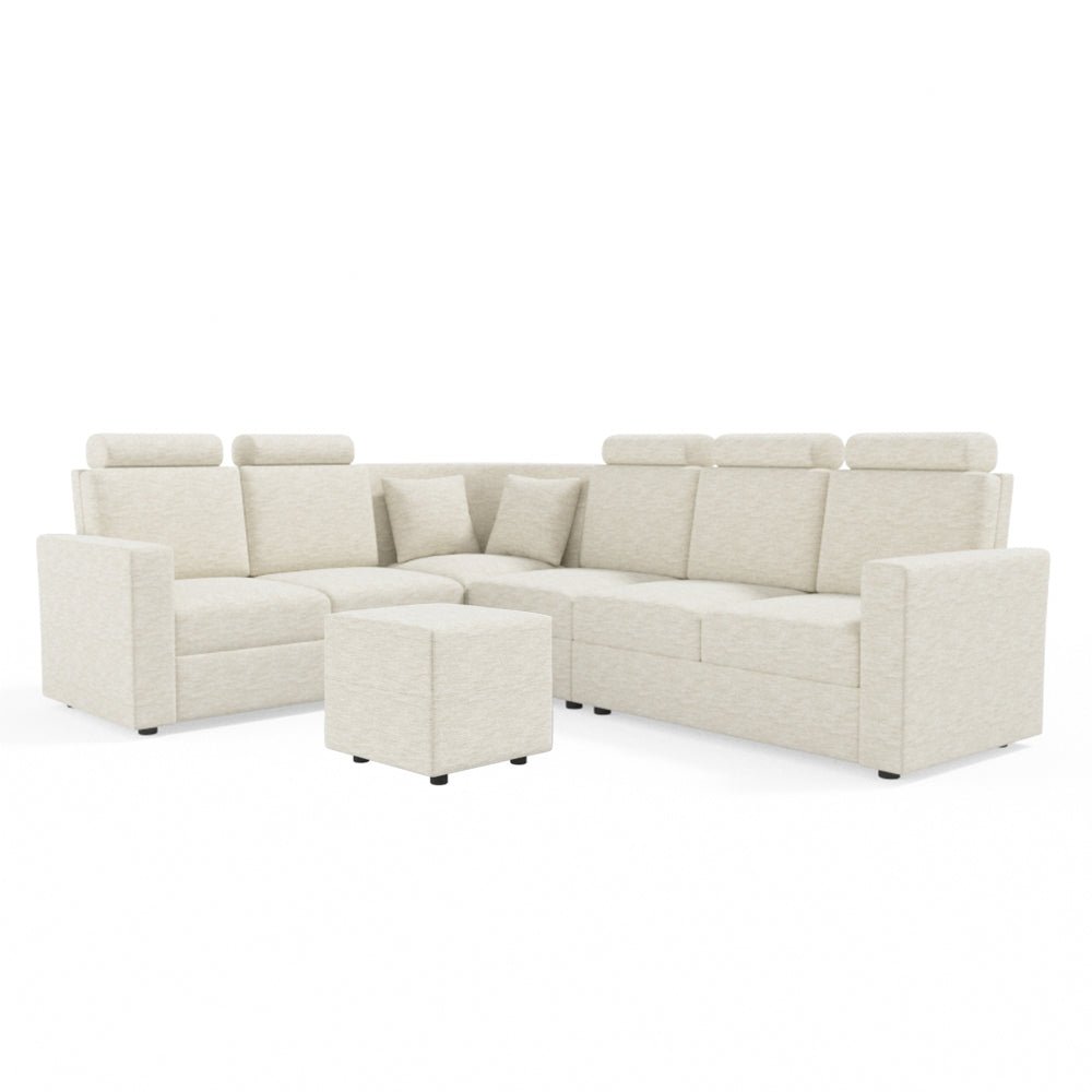 L Shape Corner Fabric Sofa [with Normal Handles] With Box Moda - Sekar Lifestyle