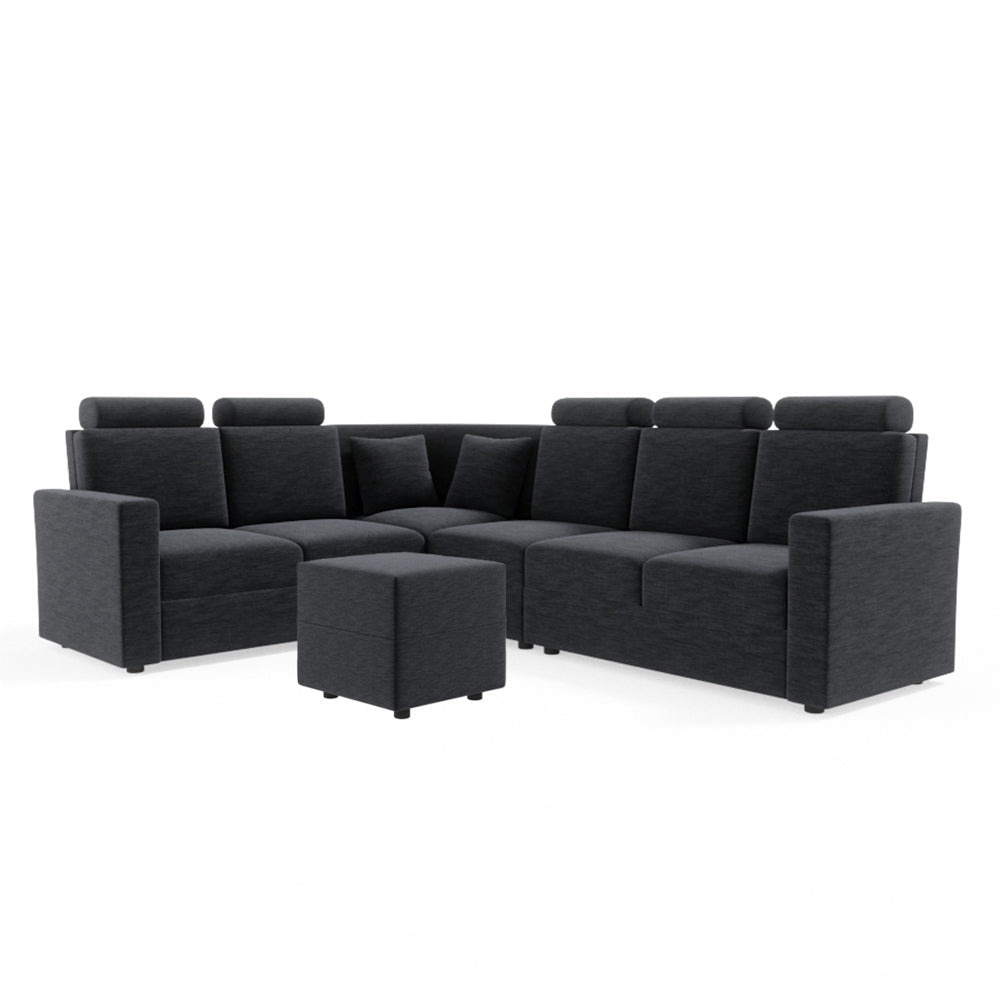 L Shape Corner Fabric Sofa [with Normal Handles] With Box Moda - Sekar Lifestyle