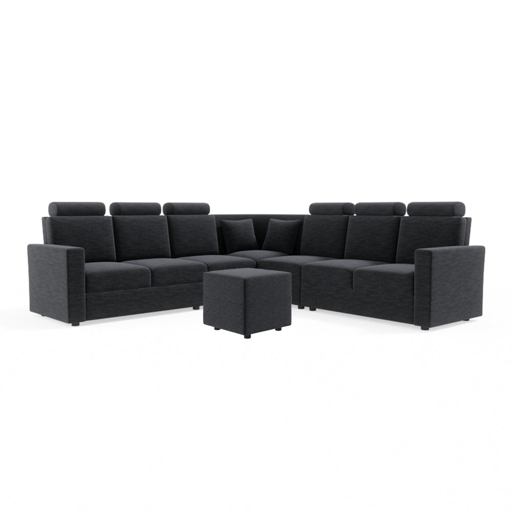 L Shape Corner Fabric Sofa [with Normal Handles] With Box Moda - Sekar Lifestyle