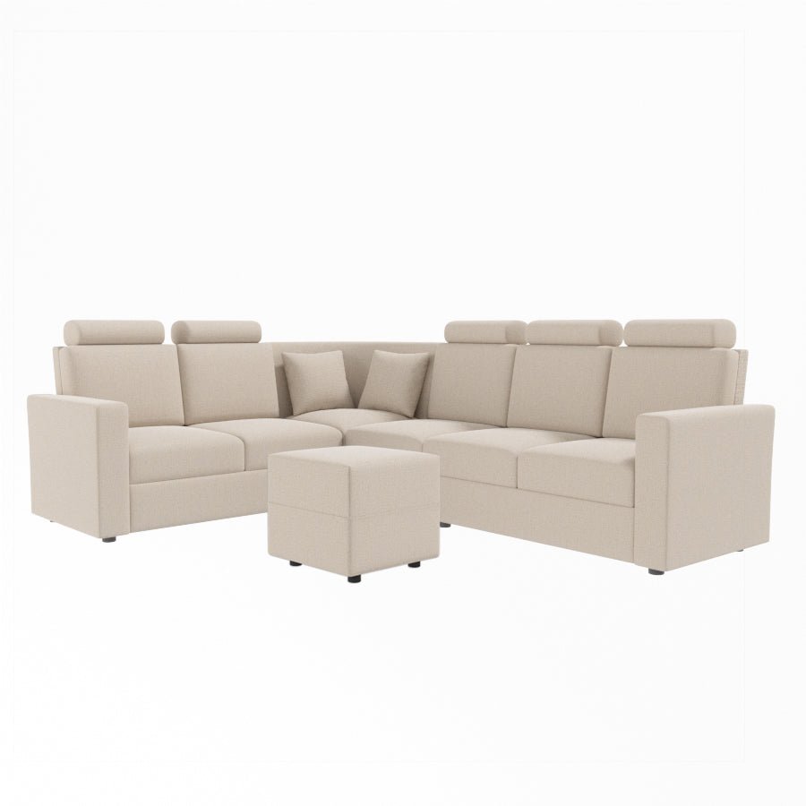 L Shape Corner Fabric Sofa [with Normal Handles] With Box Moda - Sekar Lifestyle