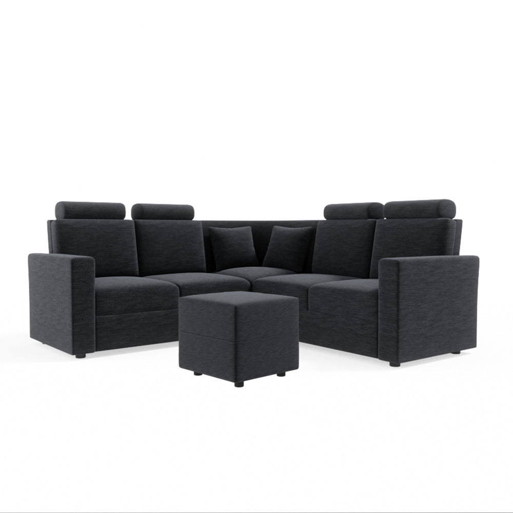 L Shape Corner Fabric Sofa [with Normal Handles] With Box Moda - Sekar Lifestyle