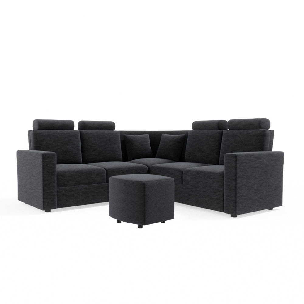 L Shape Corner Fabric Sofa [with Normal Handles] With Curved Box Moda - Sekar Lifestyle