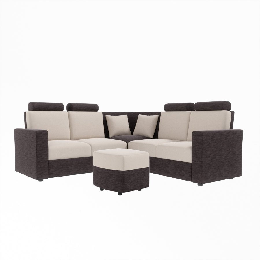 L Shape Corner Fabric Sofa [with Normal Handles] With Curved Box Moda - Sekar Lifestyle