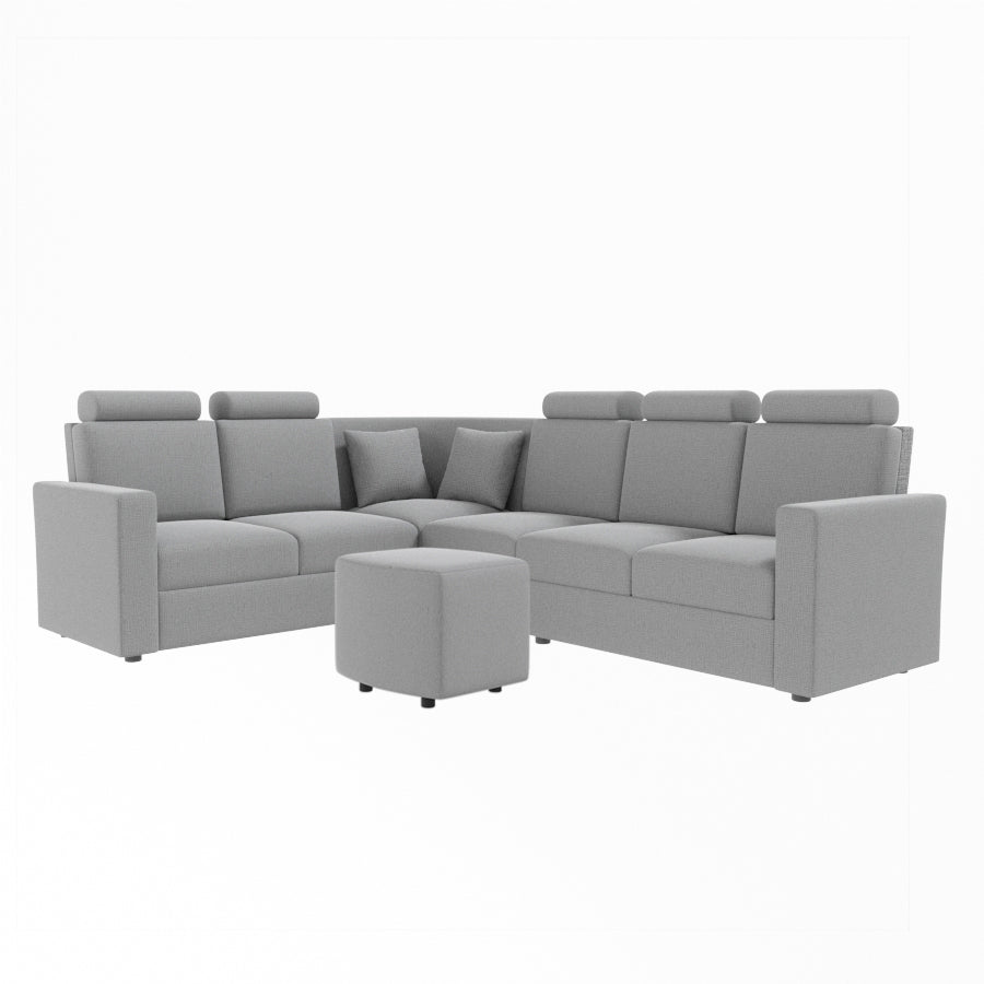 L Shape Corner Fabric Sofa [with Normal Handles] With Curved Box Moda - Sekar Lifestyle