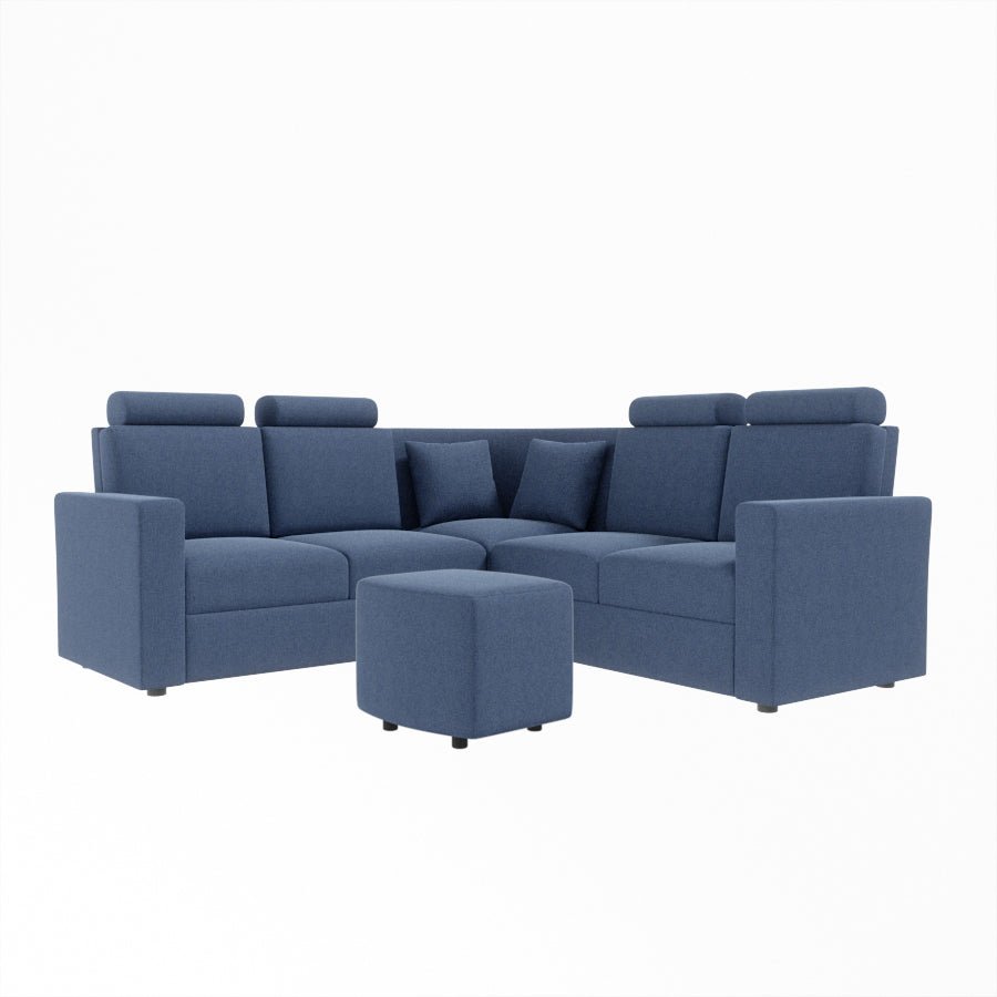 L Shape Corner Fabric Sofa [with Normal Handles] With Curved Box Moda - Sekar Lifestyle