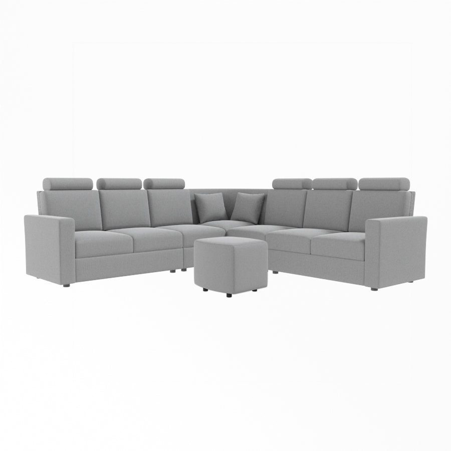 L Shape Corner Fabric Sofa [with Normal Handles] With Curved Box Moda - Sekar Lifestyle