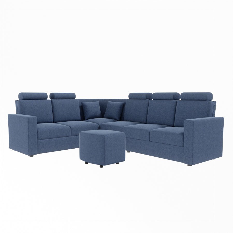 L Shape Corner Fabric Sofa [with Normal Handles] With Curved Box Moda - Sekar Lifestyle