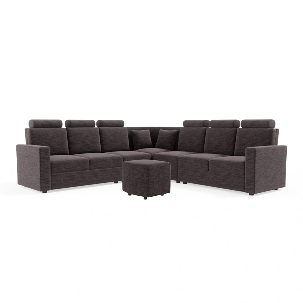 L Shape Corner Fabric Sofa [with Normal Handles] With Curved Box Moda - Sekar Lifestyle