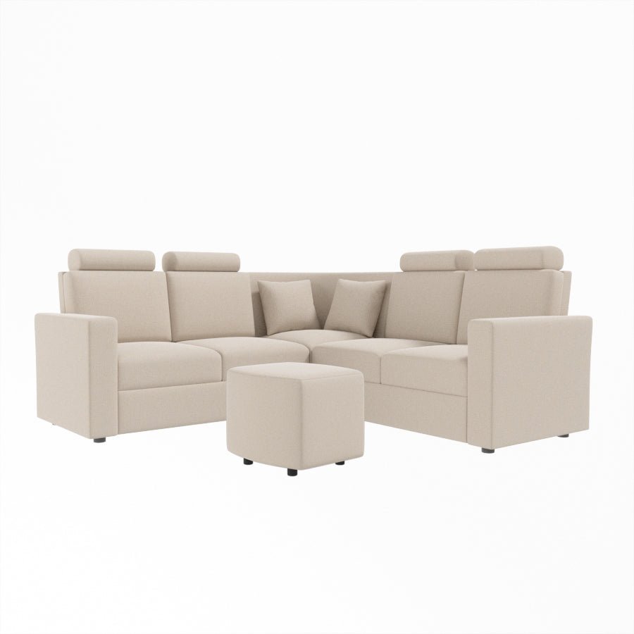L Shape Corner Fabric Sofa [with Normal Handles] With Curved Box Moda - Sekar Lifestyle