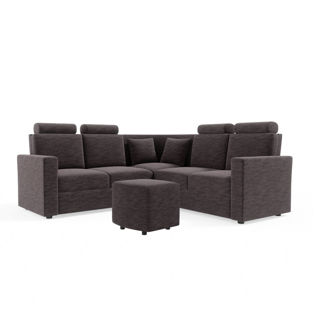 L Shape Corner Fabric Sofa [with Normal Handles] With Curved Box Moda - Sekar Lifestyle