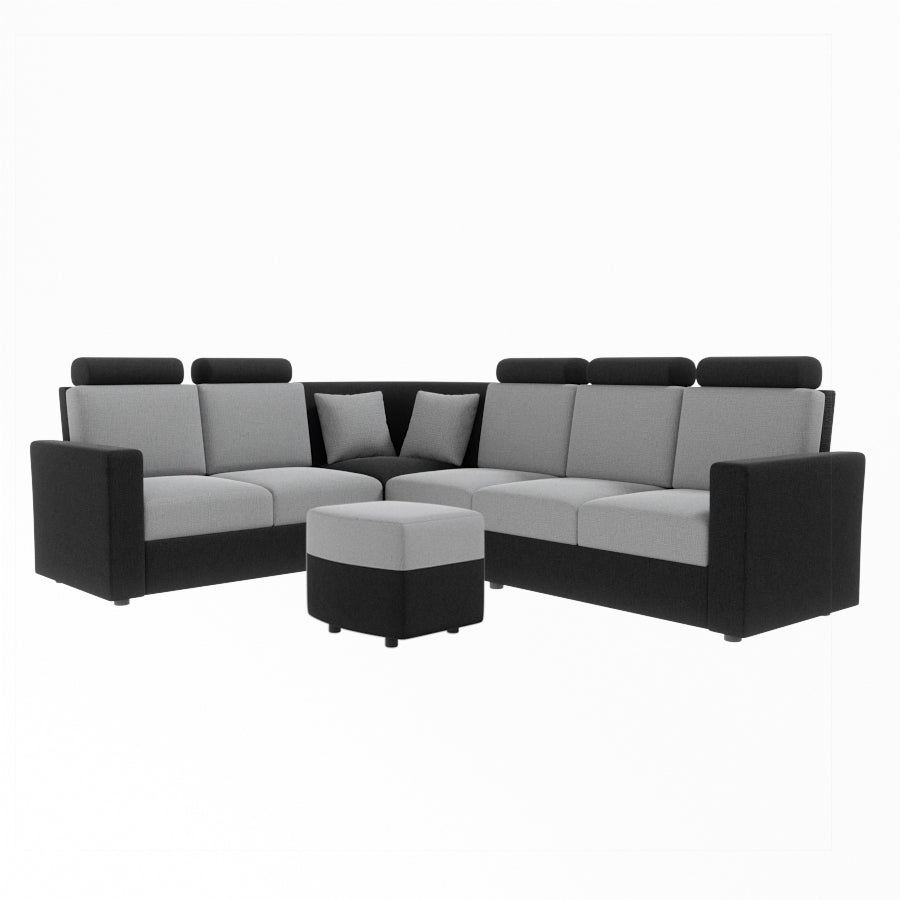 L Shape Corner Fabric Sofa [with Normal Handles] With Curved Box Moda - Sekar Lifestyle