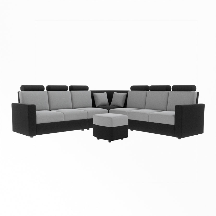 L Shape Corner Fabric Sofa [with Normal Handles] With Curved Box Moda - Sekar Lifestyle