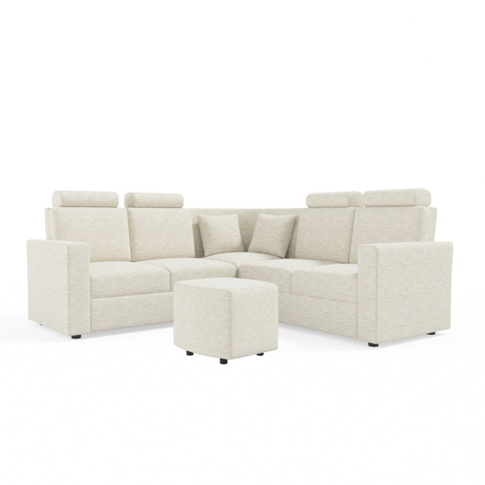 L Shape Corner Fabric Sofa [with Normal Handles] With Curved Box Moda - Sekar Lifestyle