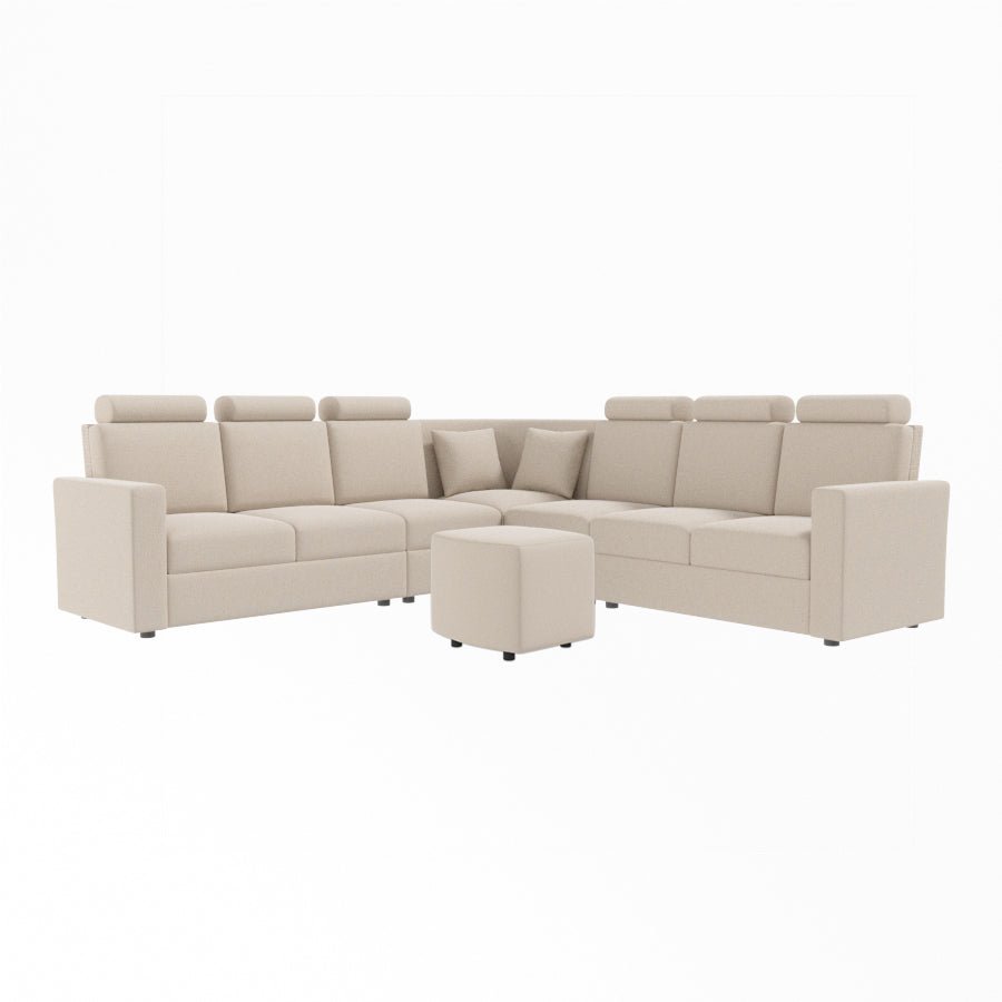 L Shape Corner Fabric Sofa [with Normal Handles] With Curved Box Moda - Sekar Lifestyle