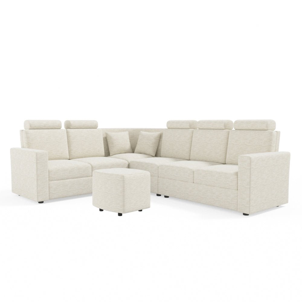 L Shape Corner Fabric Sofa [with Normal Handles] With Curved Box Moda - Sekar Lifestyle