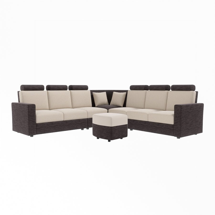 L Shape Corner Fabric Sofa [with Normal Handles] With Curved Box Moda - Sekar Lifestyle