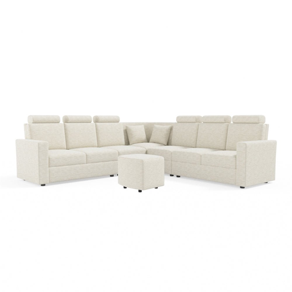 L Shape Corner Fabric Sofa [with Normal Handles] With Curved Box Moda - Sekar Lifestyle