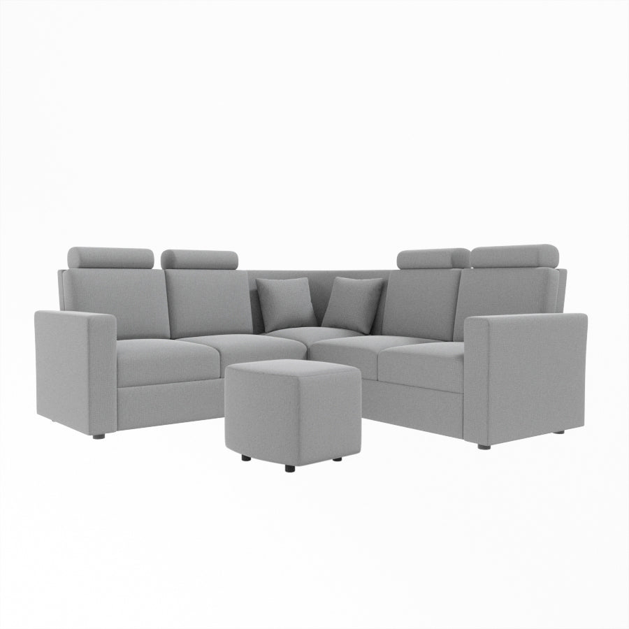 L Shape Corner Fabric Sofa [with Normal Handles] With Curved Box Moda - Sekar Lifestyle