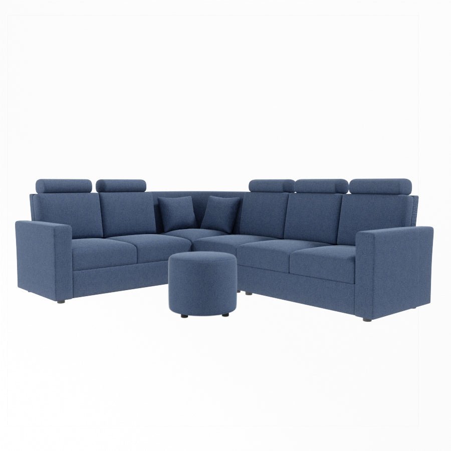 L Shape Corner Fabric Sofa [with Normal Handles] With Round Moda - Sekar Lifestyle