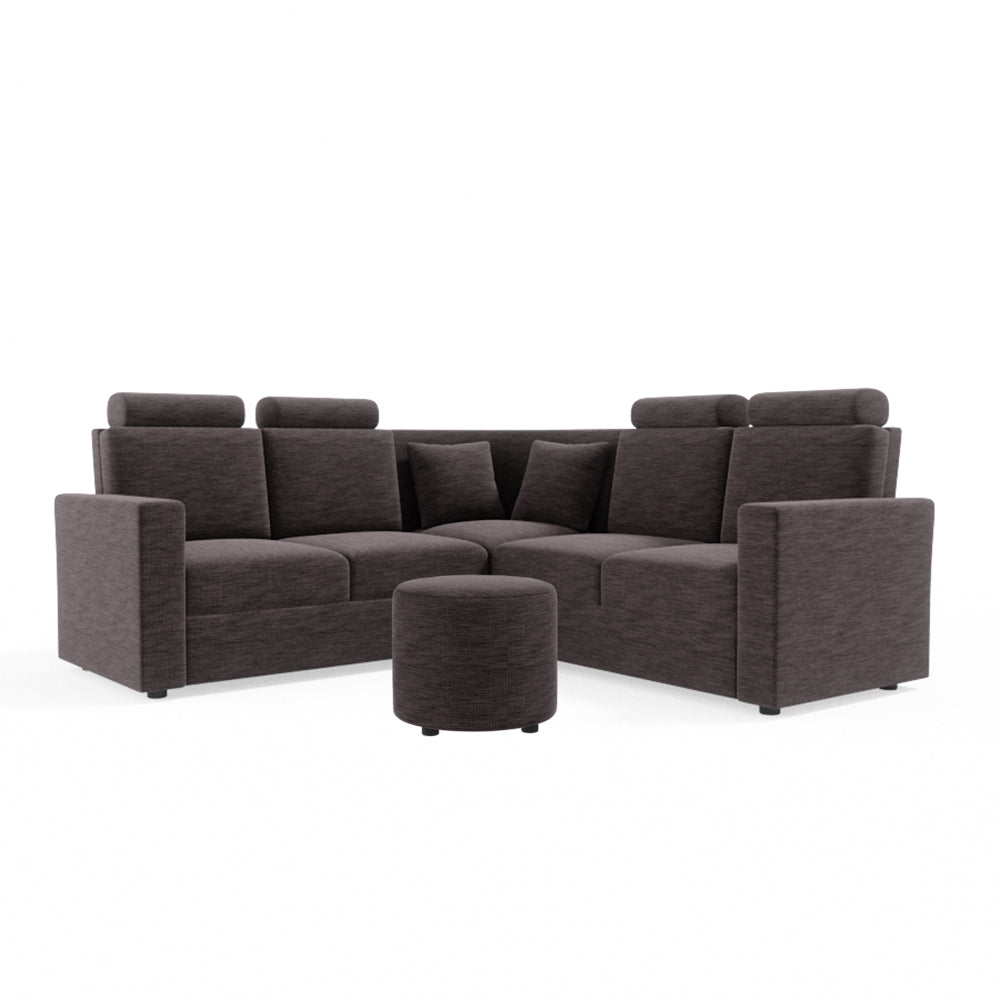 L Shape Corner Fabric Sofa [with Normal Handles] With Round Moda - Sekar Lifestyle