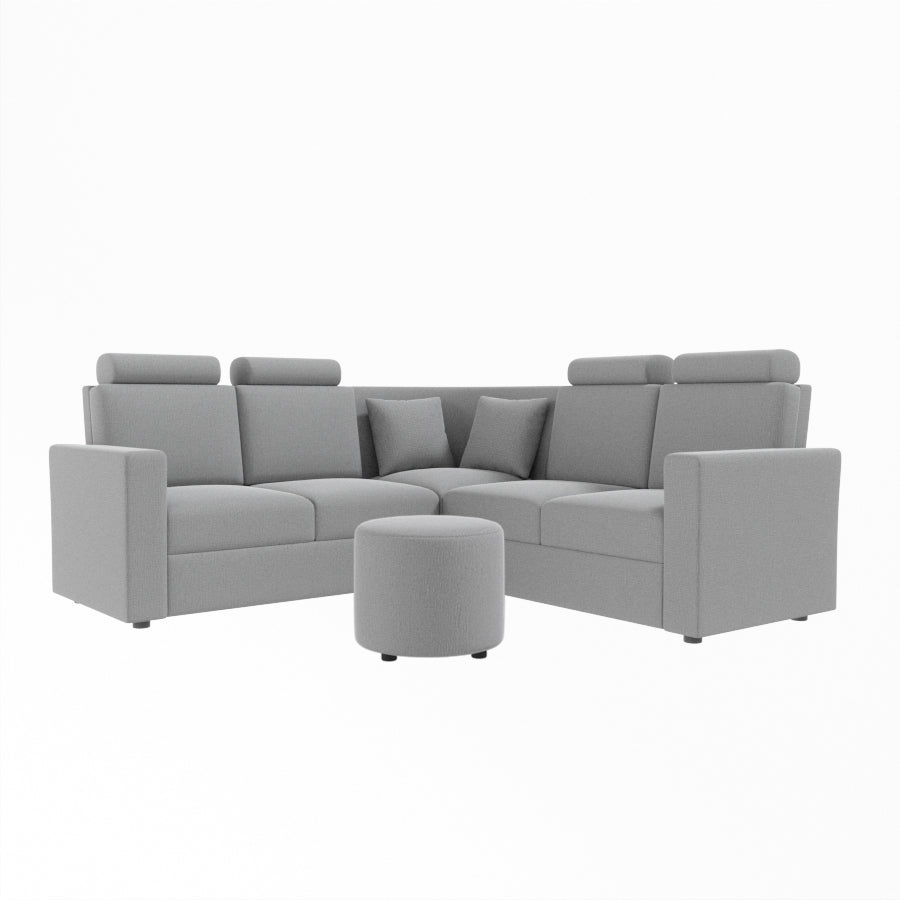 L Shape Corner Fabric Sofa [with Normal Handles] With Round Moda - Sekar Lifestyle