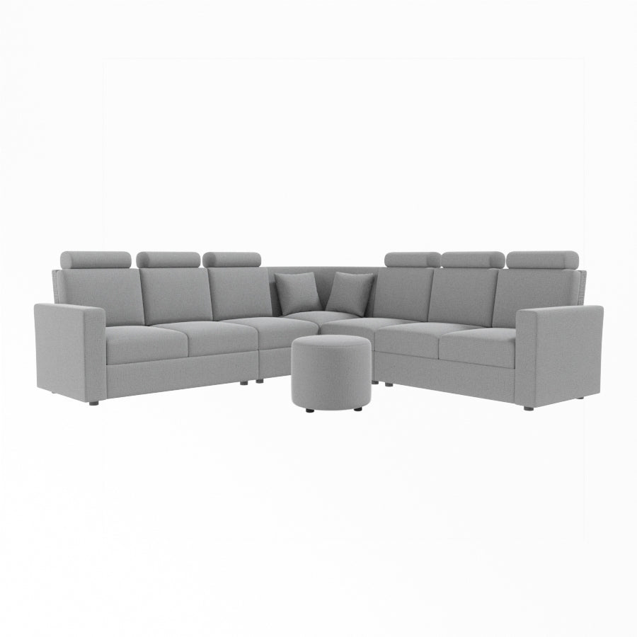 L Shape Corner Fabric Sofa [with Normal Handles] With Round Moda - Sekar Lifestyle