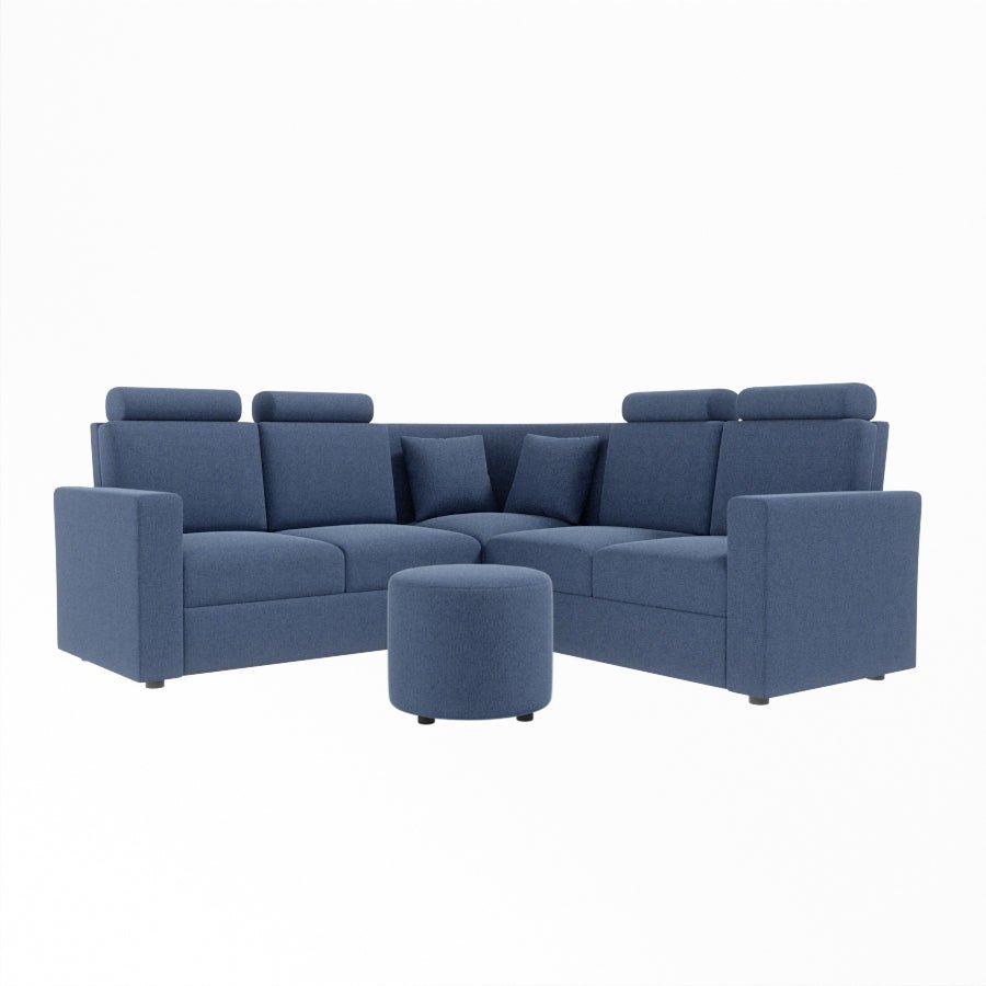 L Shape Corner Fabric Sofa [with Normal Handles] With Round Moda - Sekar Lifestyle