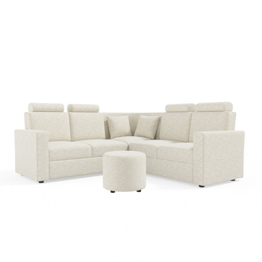 L Shape Corner Fabric Sofa [with Normal Handles] With Round Moda - Sekar Lifestyle