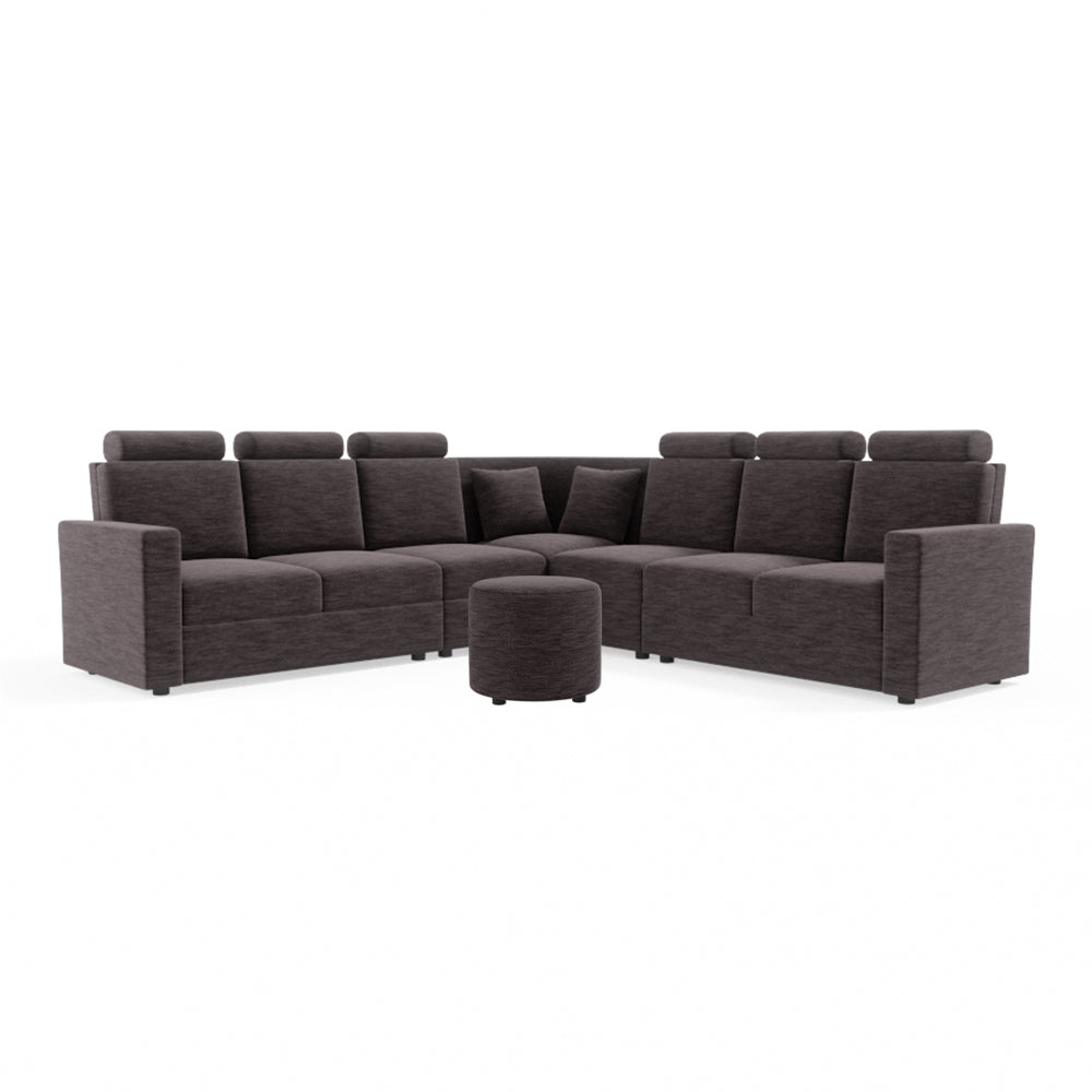 L Shape Corner Fabric Sofa [with Normal Handles] With Round Moda - Sekar Lifestyle