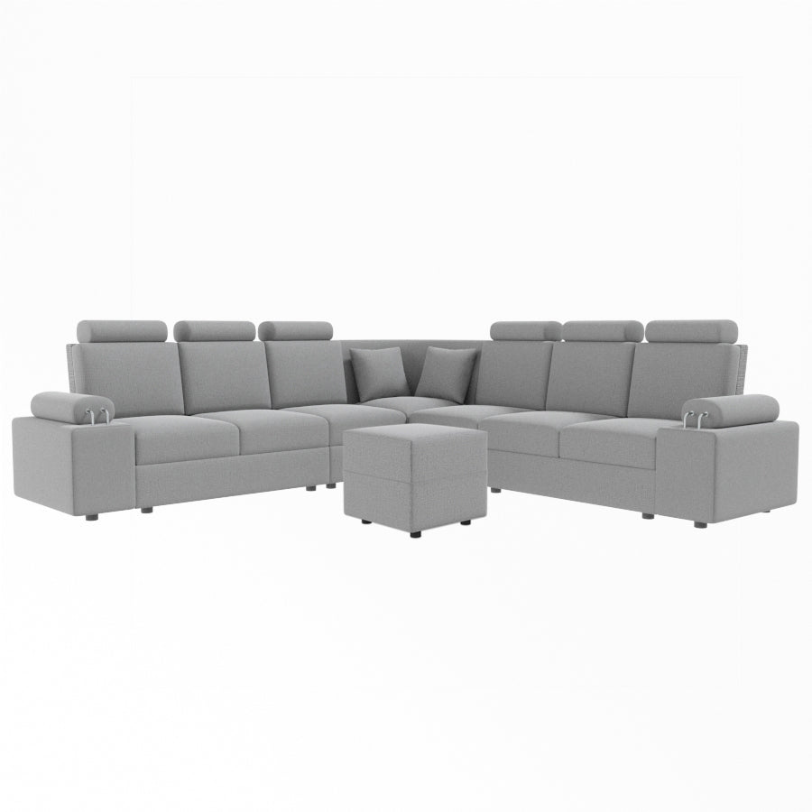 L Shape Corner Fabric Sofa [with Steel Handles] With Box Moda - Sekar Lifestyle
