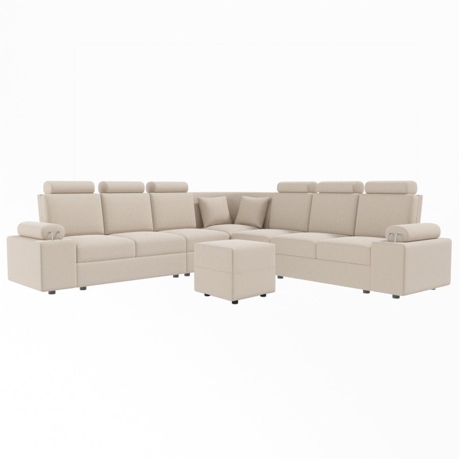 L Shape Corner Fabric Sofa [with Steel Handles] With Box Moda - Sekar Lifestyle