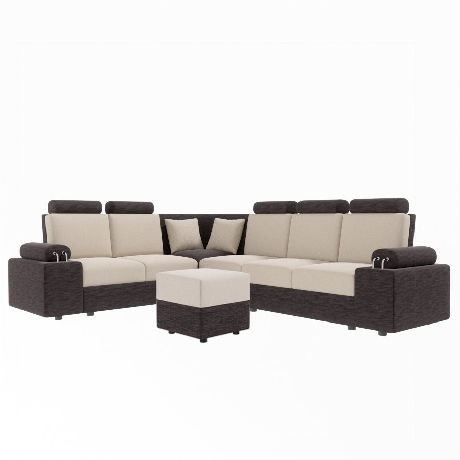 L Shape Corner Fabric Sofa [with Steel Handles] With Box Moda - Sekar Lifestyle
