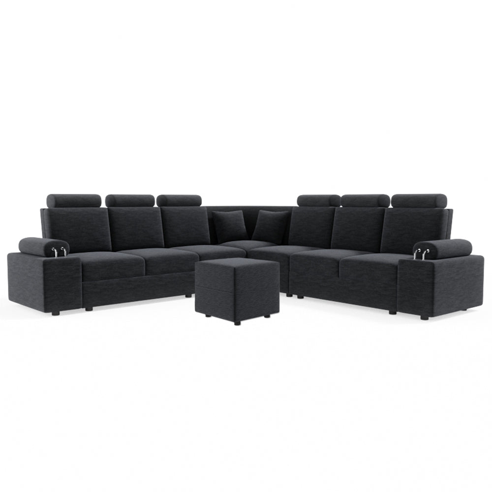 L Shape Corner Fabric Sofa [with Steel Handles] With Box Moda - Sekar Lifestyle