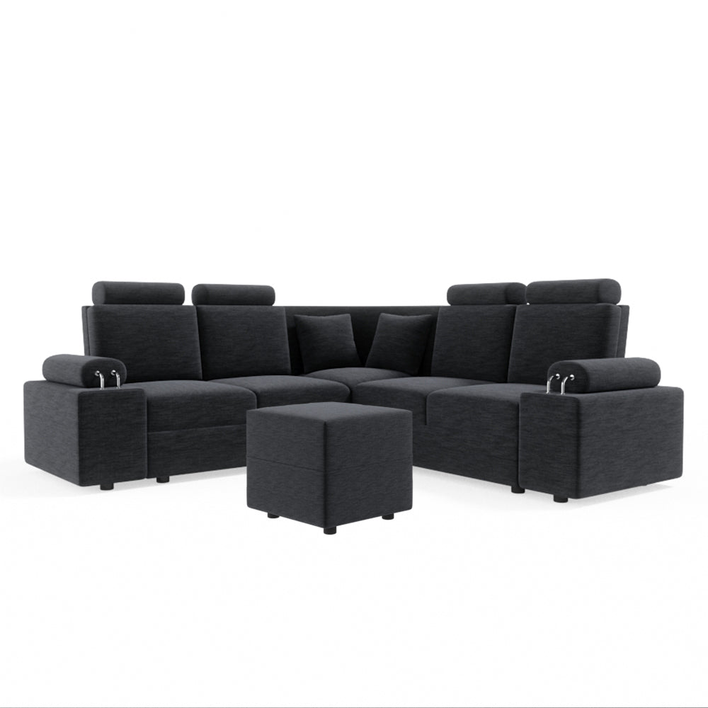 L Shape Corner Fabric Sofa [with Steel Handles] With Box Moda - Sekar Lifestyle