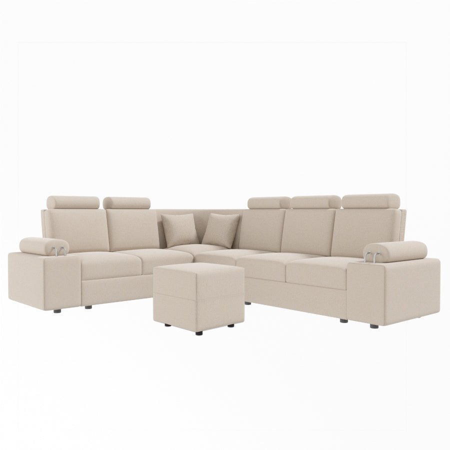 L Shape Corner Fabric Sofa [with Steel Handles] With Box Moda - Sekar Lifestyle