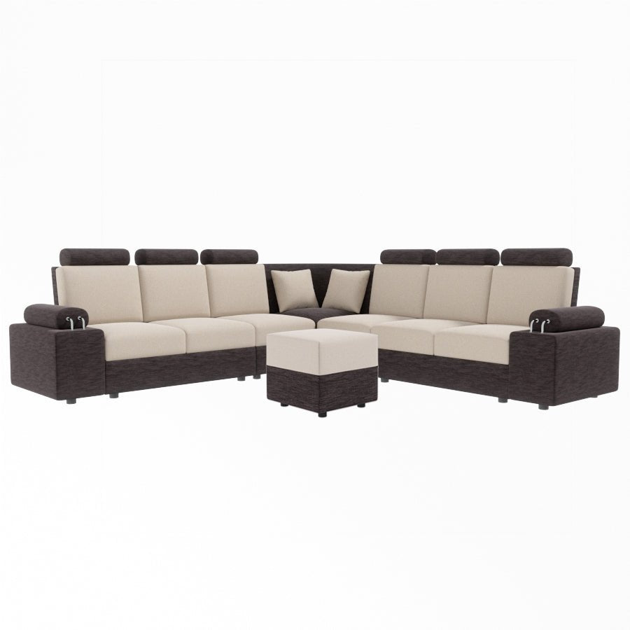 L Shape Corner Fabric Sofa [with Steel Handles] With Box Moda - Sekar Lifestyle
