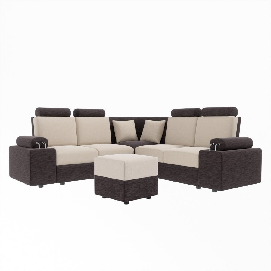 L Shape Corner Fabric Sofa [with Steel Handles] With Box Moda - Sekar Lifestyle