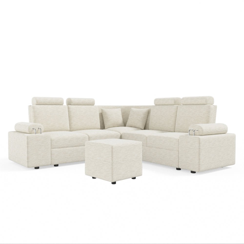 L Shape Corner Fabric Sofa [with Steel Handles] With Box Moda - Sekar Lifestyle